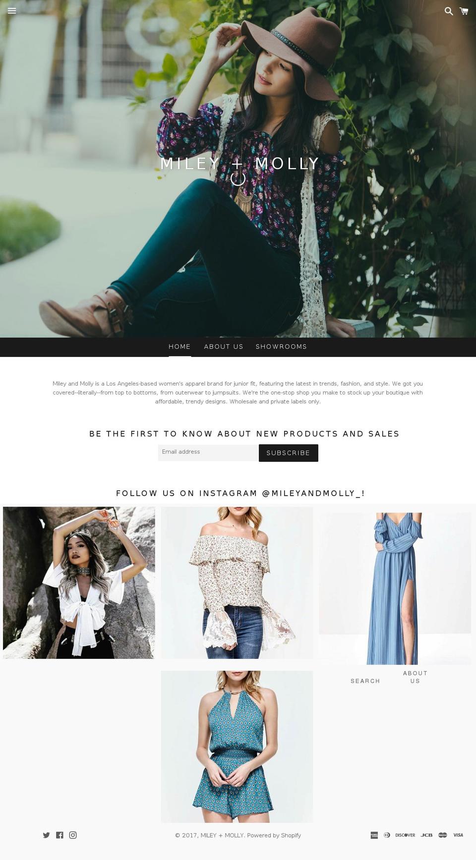 mileyandmollyapparel.com shopify website screenshot