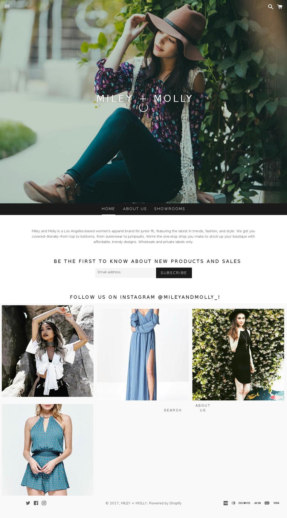 mileyandmollylosangeles.com shopify website screenshot
