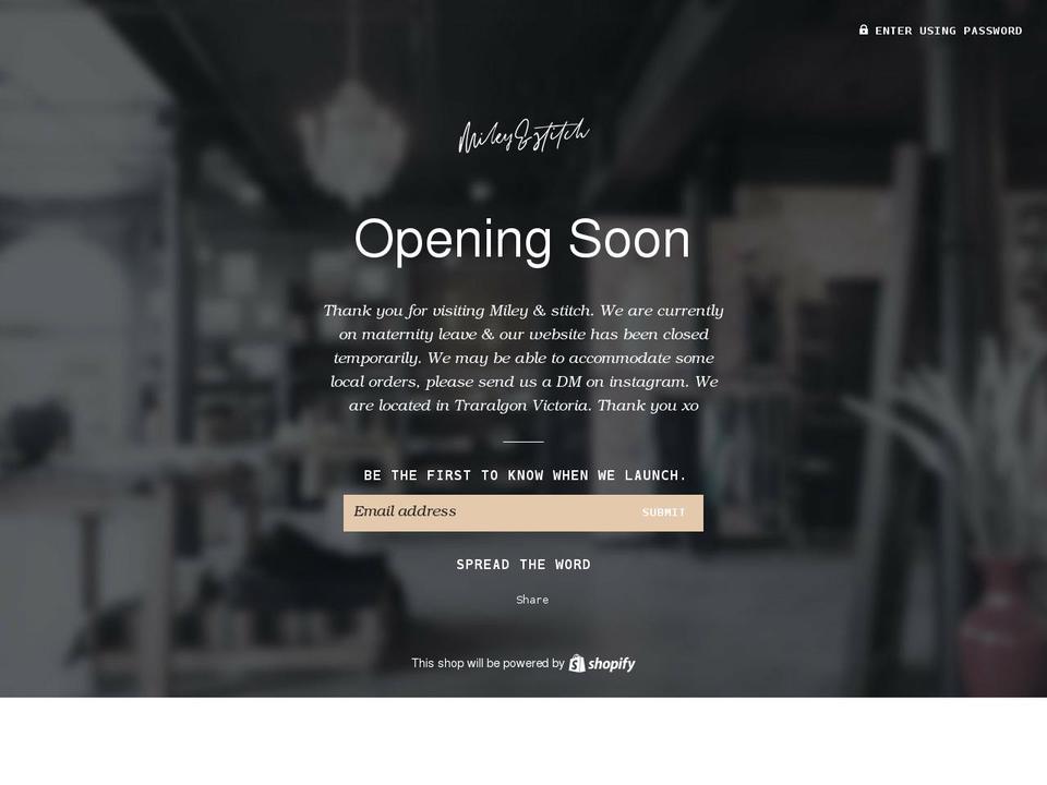 mileyandstitch.com — Shopify storefront screenshot