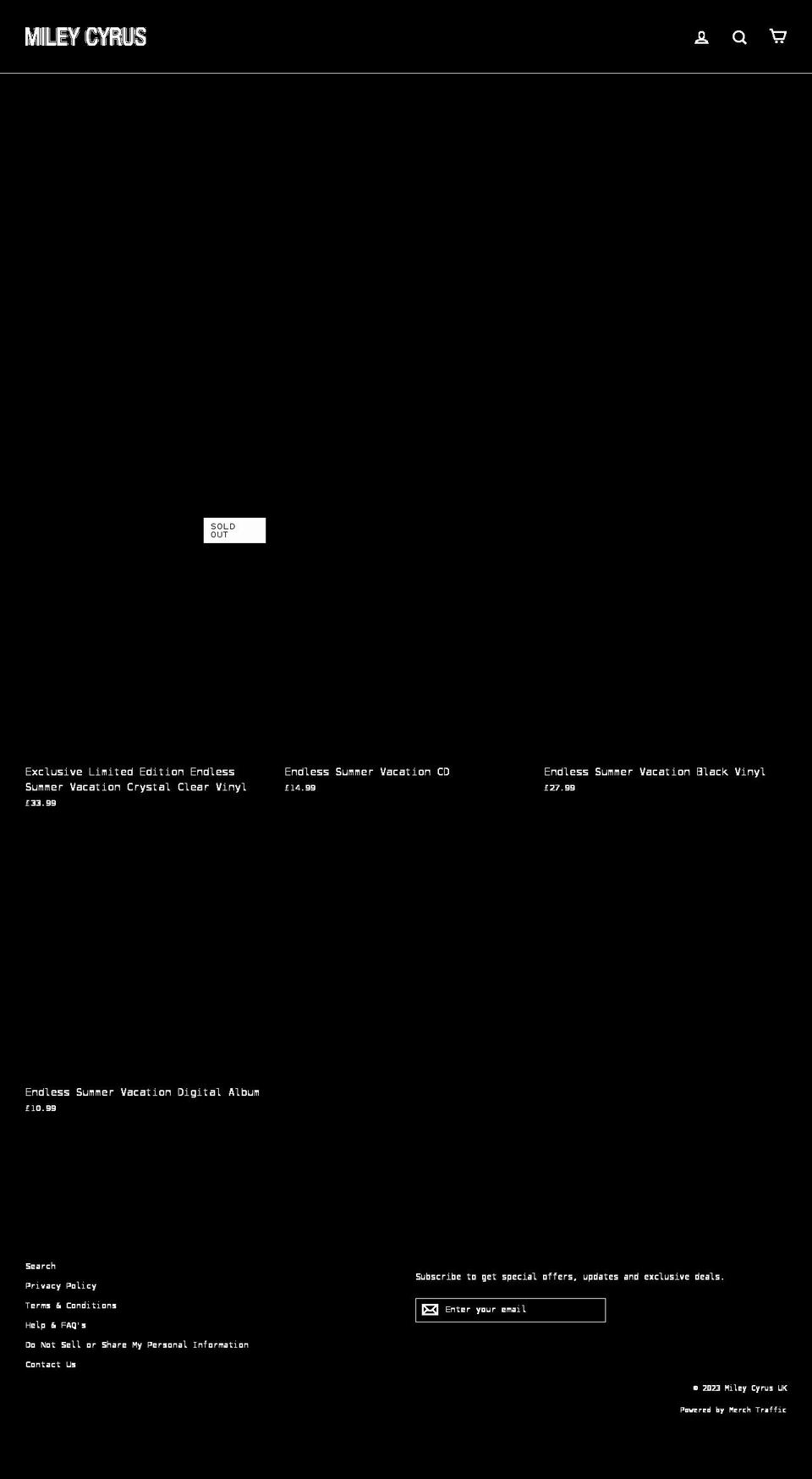 mileycyrusuk.com shopify website screenshot