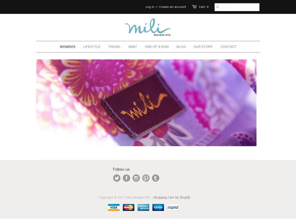 milidesignsnyc.com shopify website screenshot