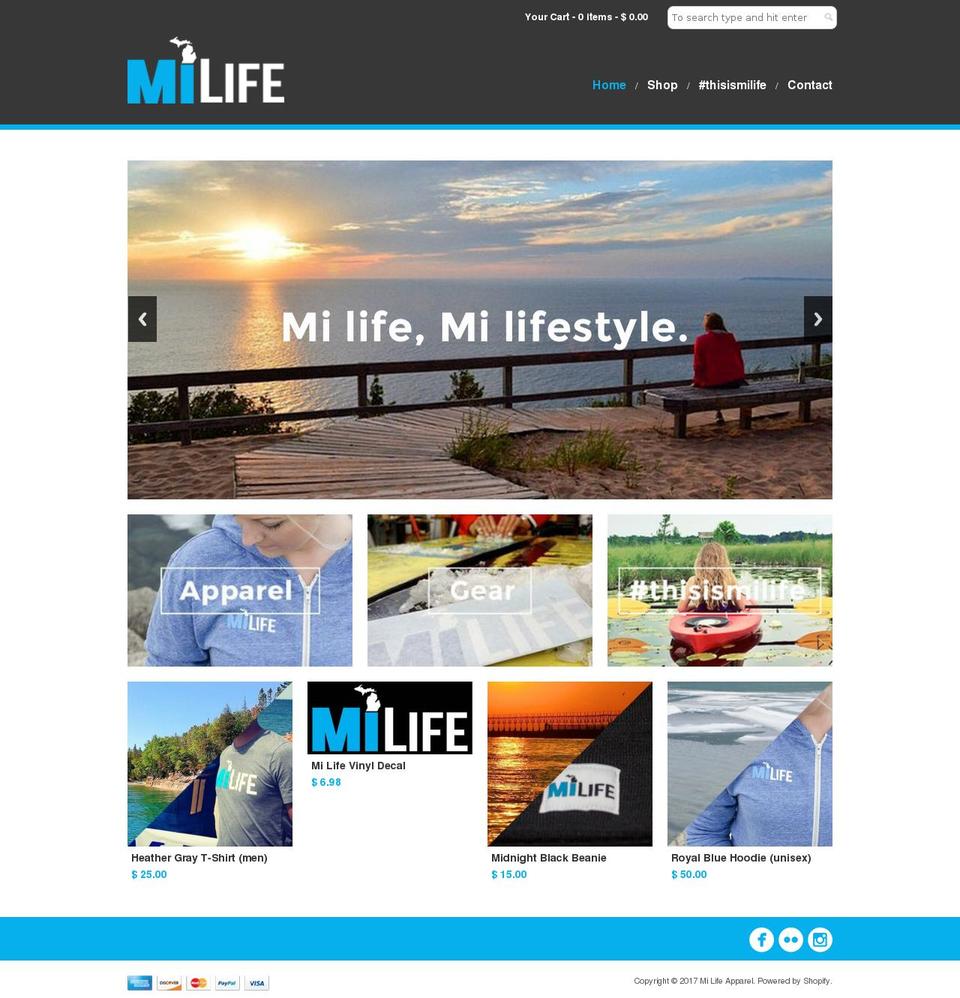 milifeapparel.com shopify website screenshot