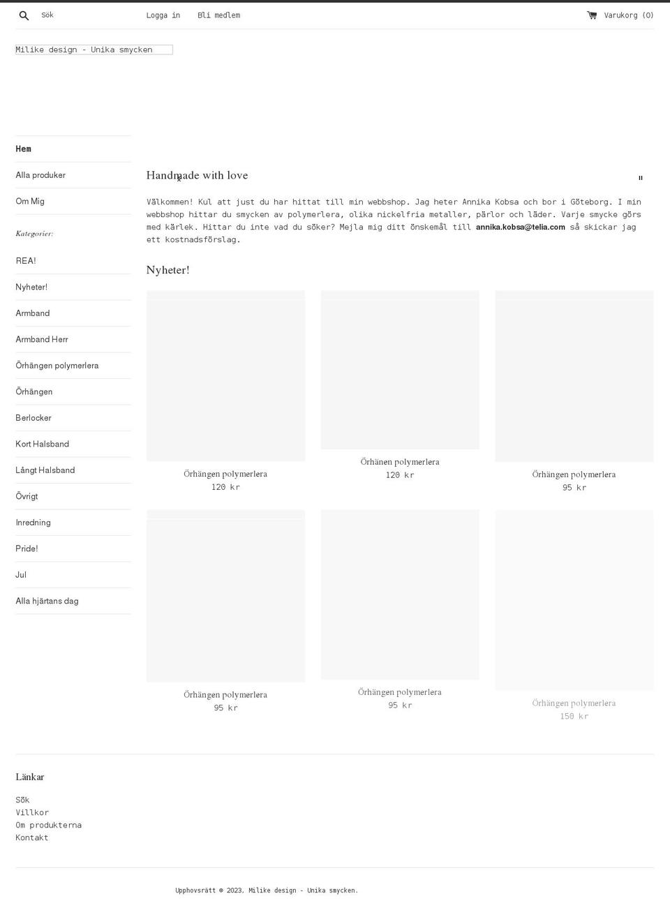 milikedesign.se shopify website screenshot