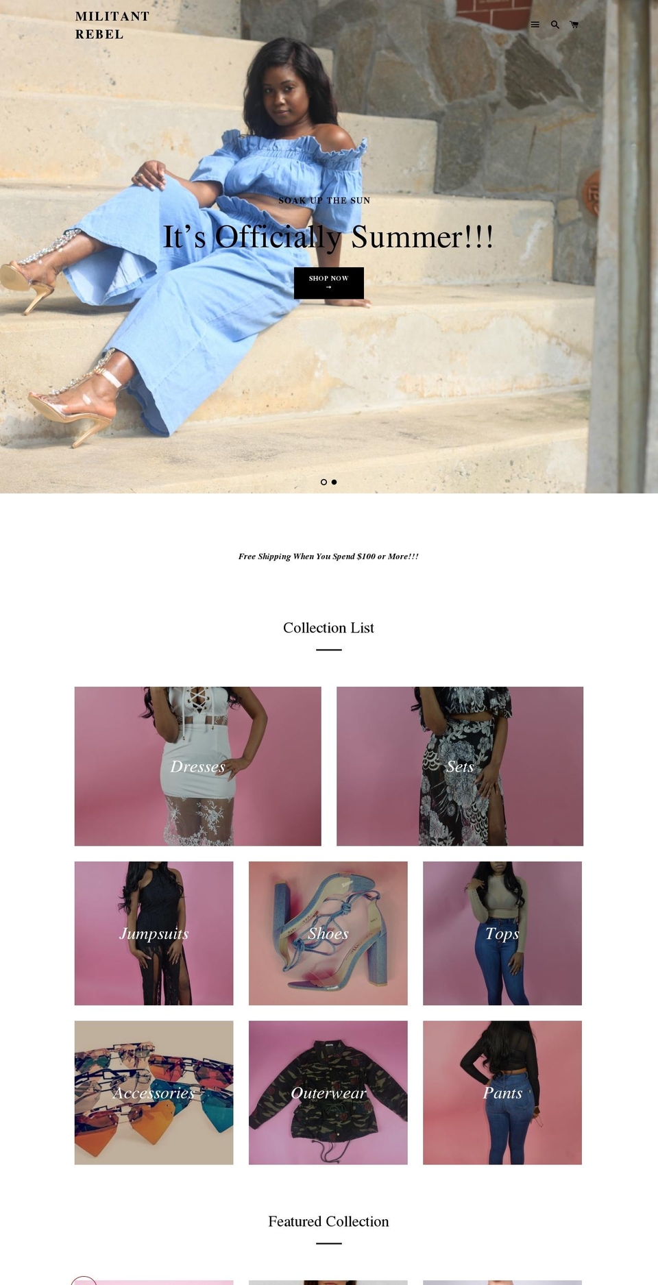 militantrebel.com shopify website screenshot