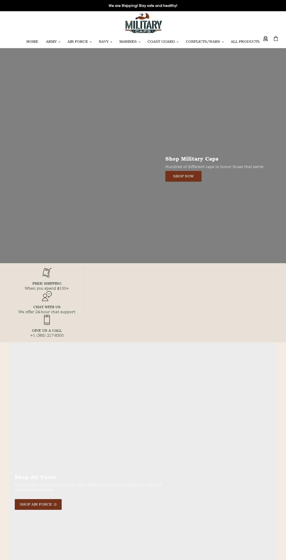 military-caps.com shopify website screenshot