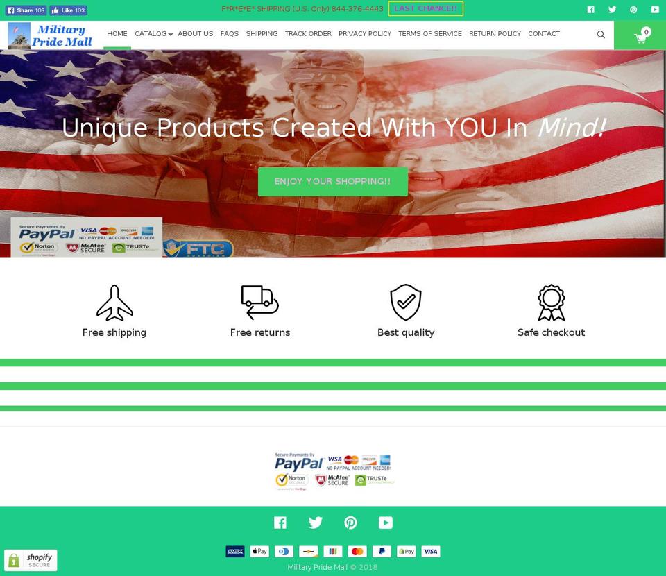 military-pride-t-shirts.com — Shopify storefront screenshot