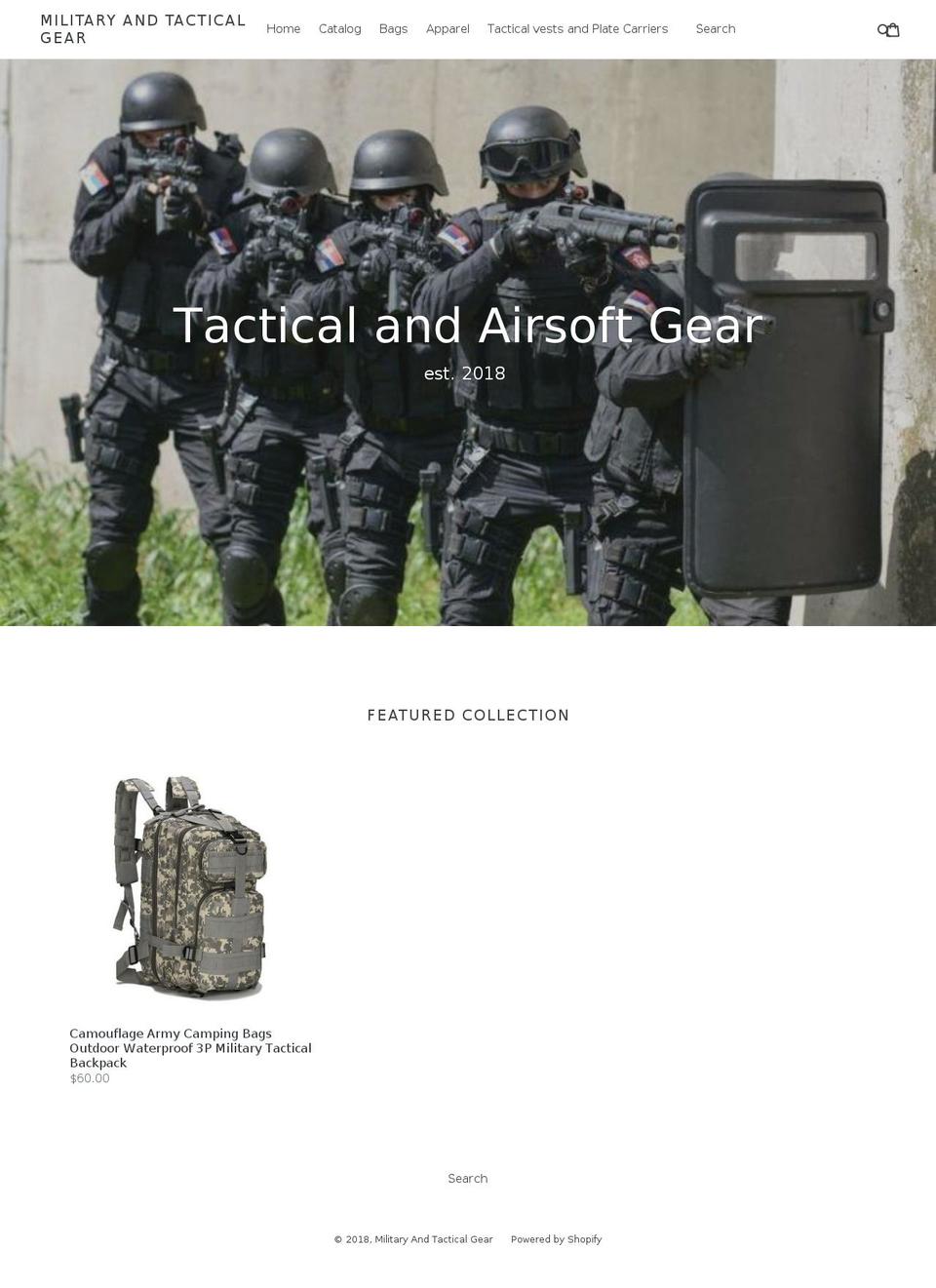 militaryandtacticalgear.com — Shopify storefront screenshot
