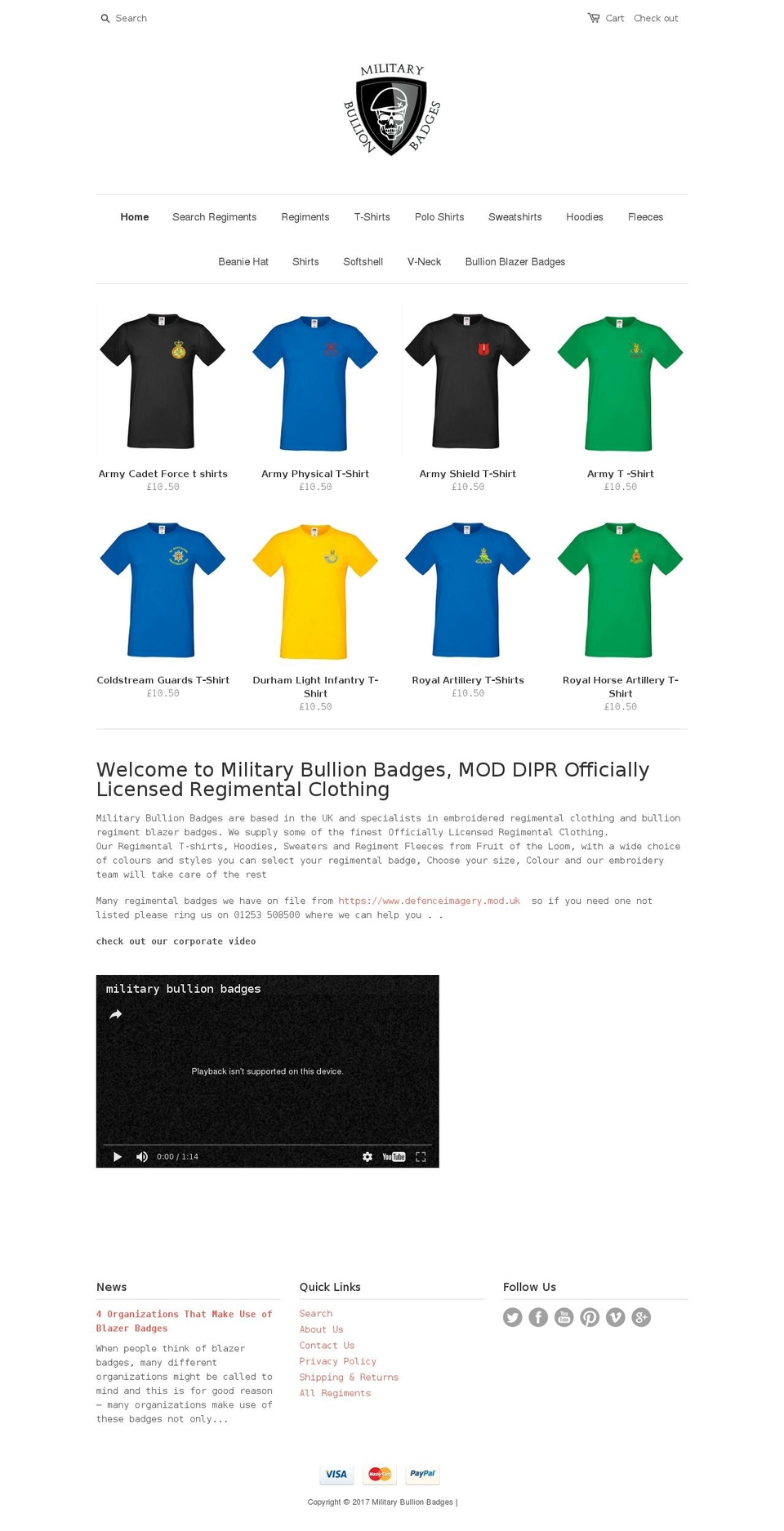 militarybullionbadges.com shopify website screenshot