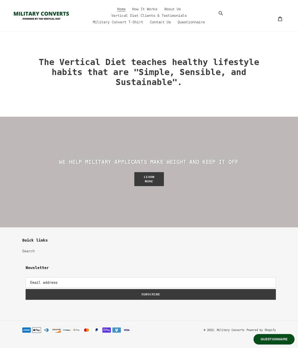 militaryconverts.com shopify website screenshot