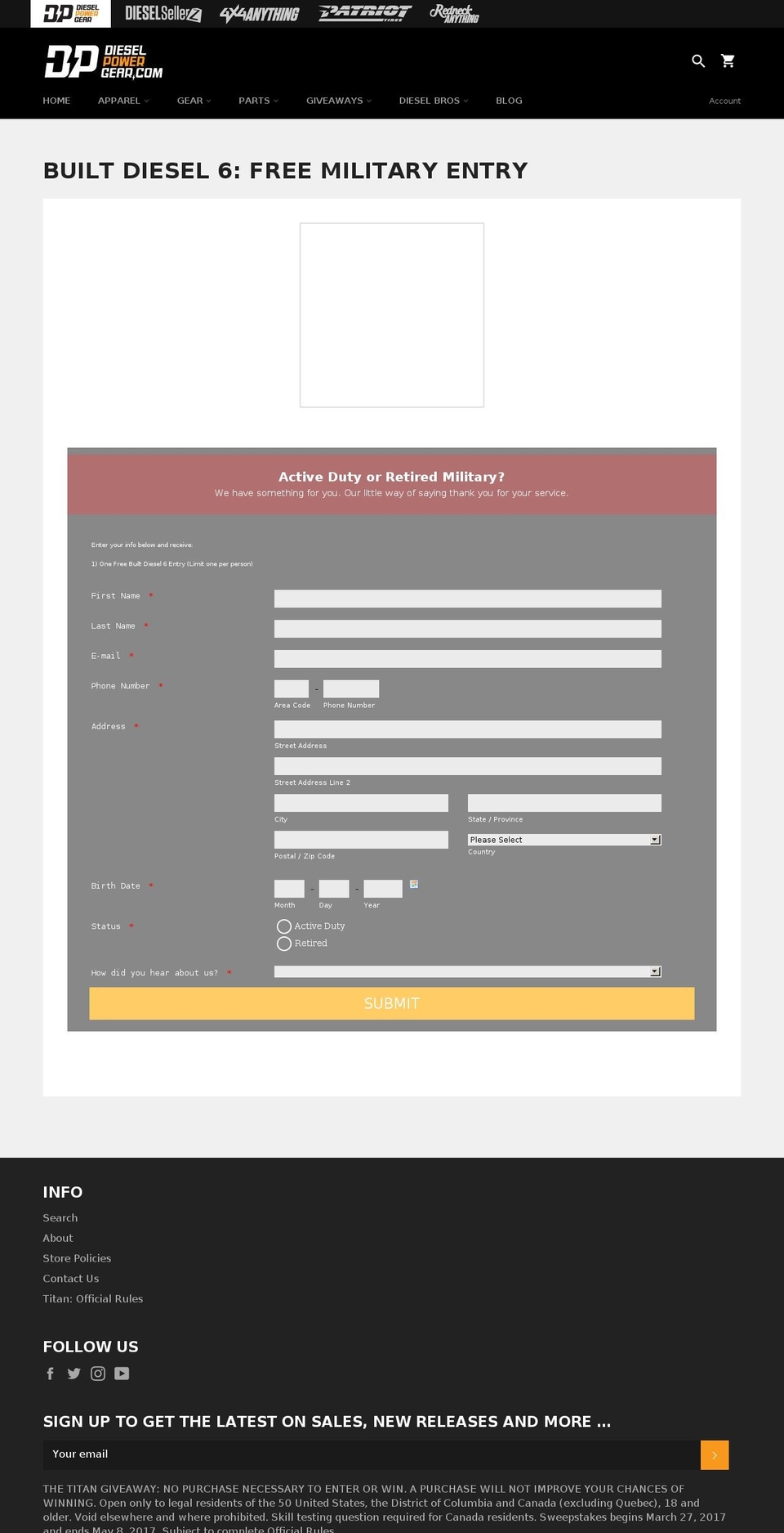 militaryentry.com shopify website screenshot