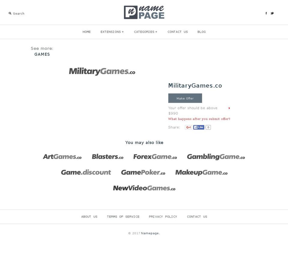 militarygames.co shopify website screenshot