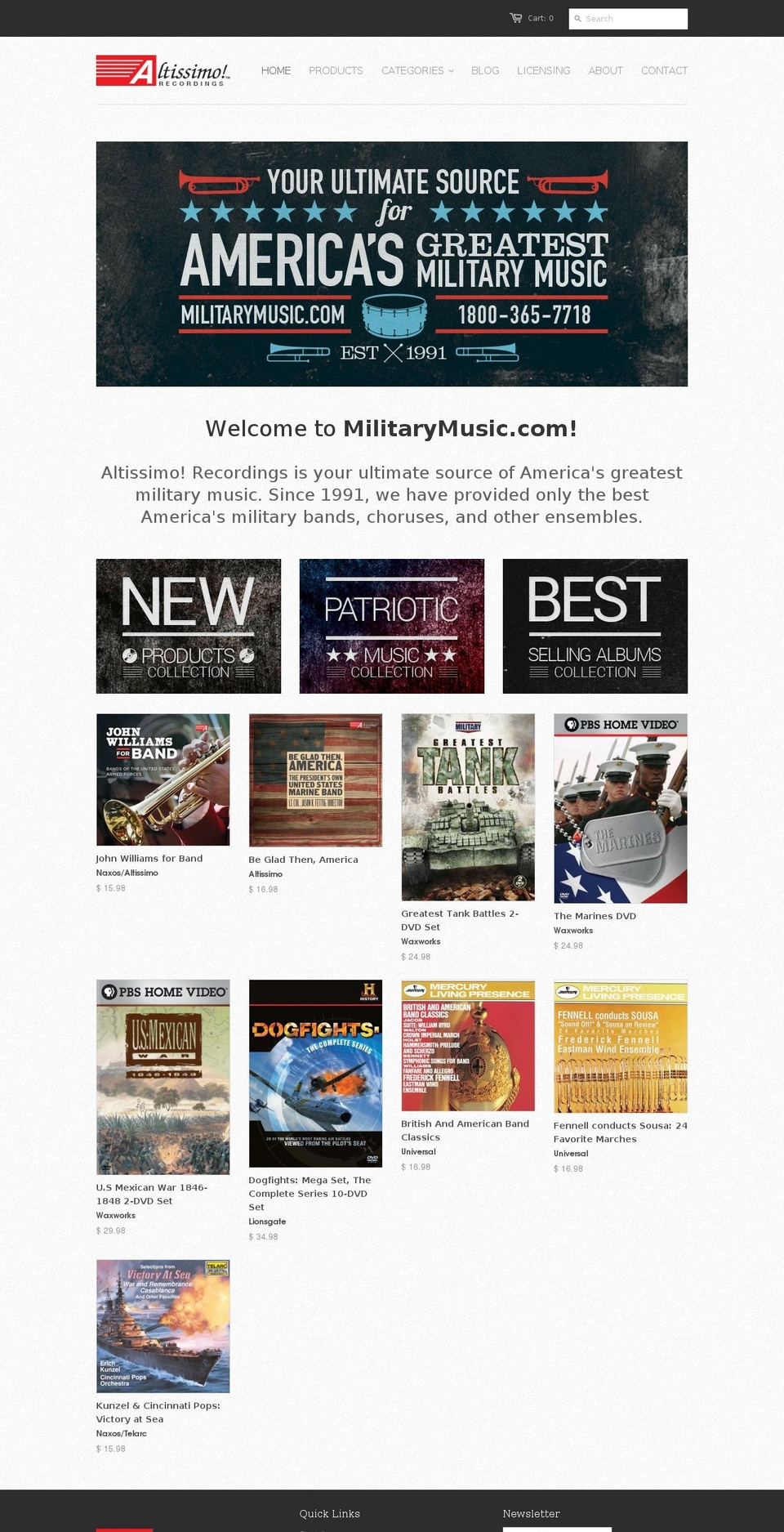 militarymusic.com shopify website screenshot