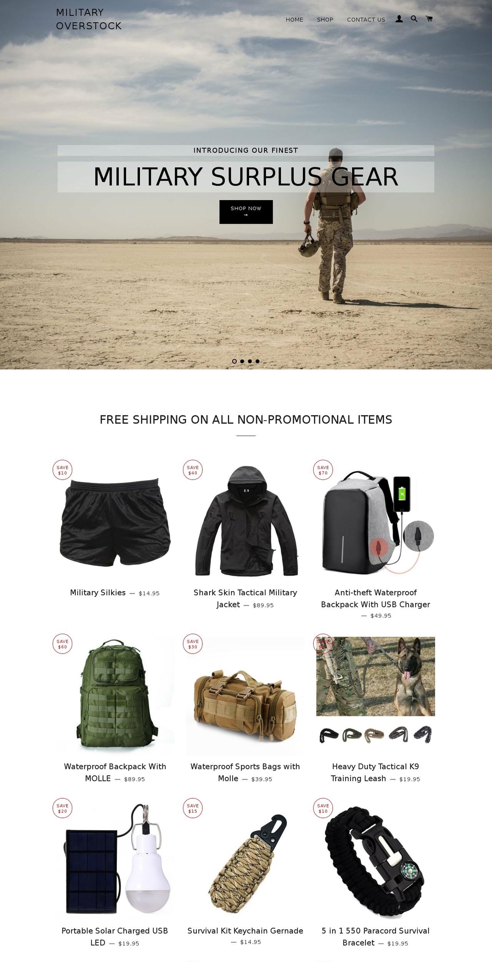 militaryoverstock.com — Shopify storefront screenshot