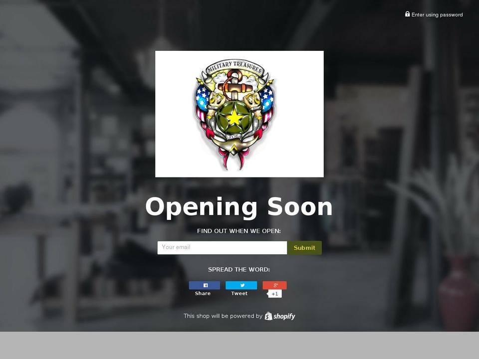 militarytreasures.net shopify website screenshot