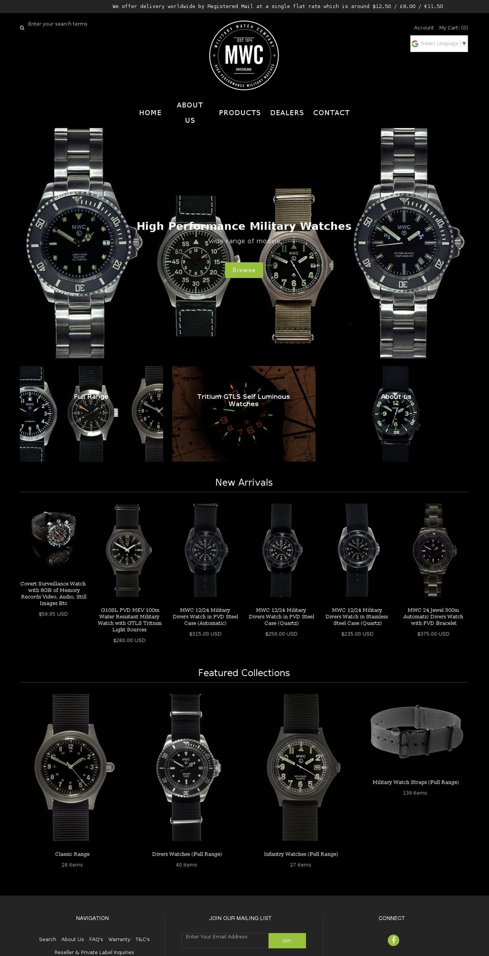 militarywatchbrands.com — Shopify storefront screenshot