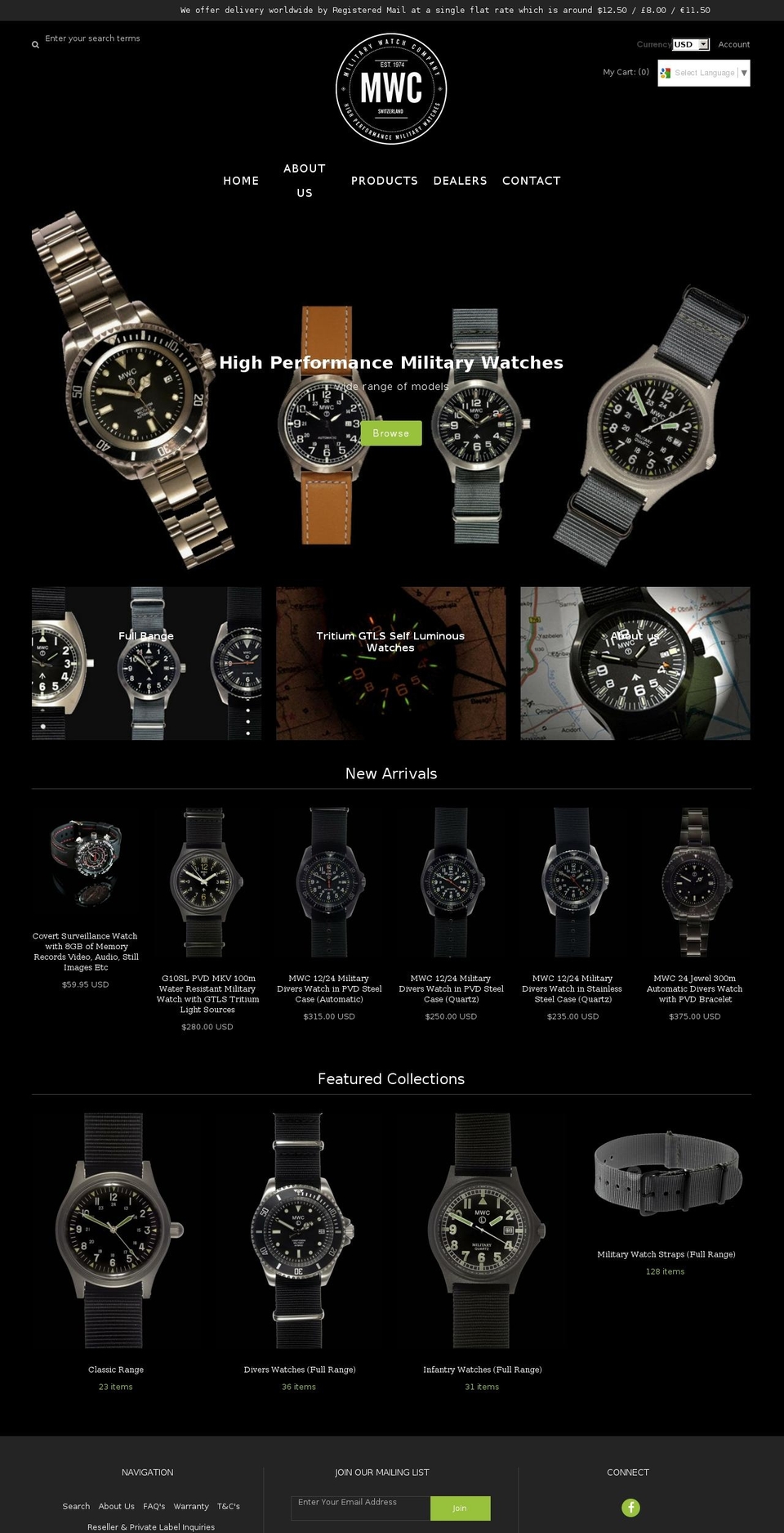 militarywatchcompany.com shopify website screenshot