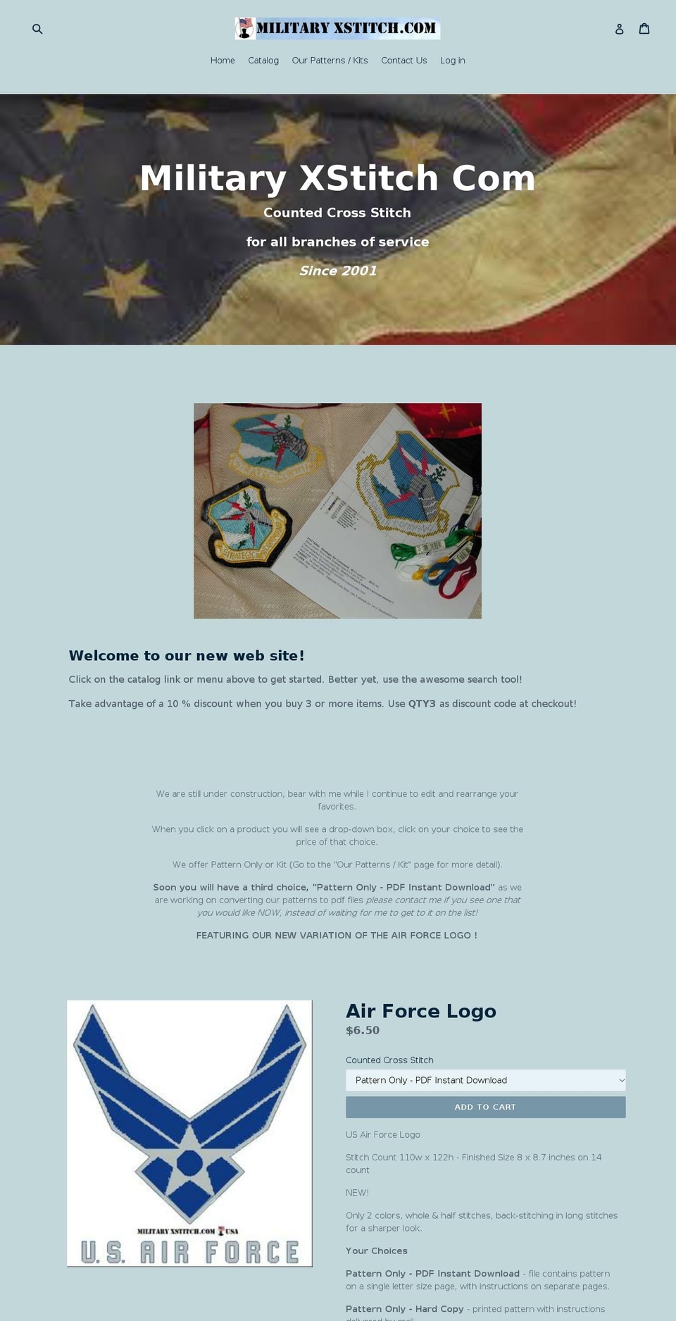militaryxstitch.com — Shopify storefront screenshot
