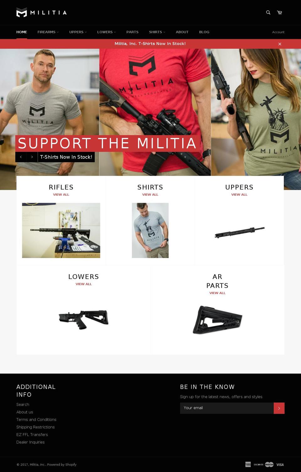 militiainc.com shopify website screenshot