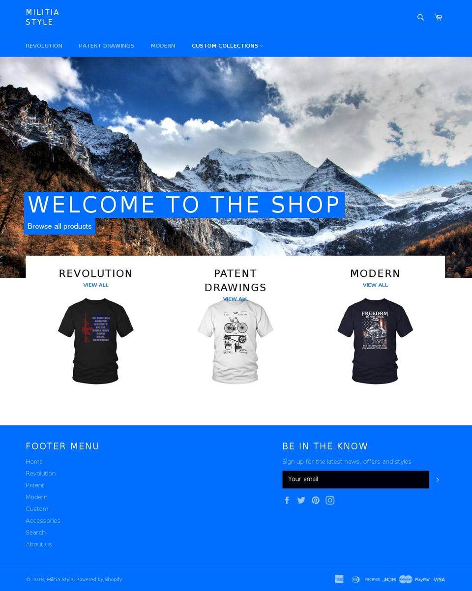 militiastyle.com shopify website screenshot