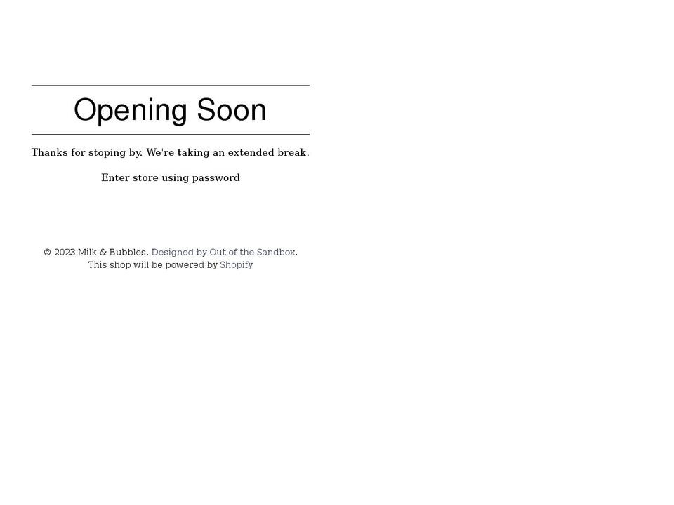 milkandbubbles.com shopify website screenshot