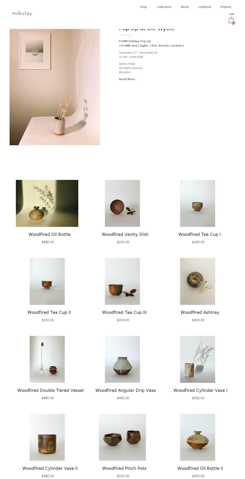 milkandclay.com shopify website screenshot