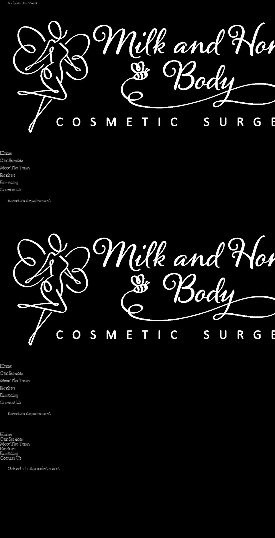 milkandhoneybody.com — Shopify storefront screenshot