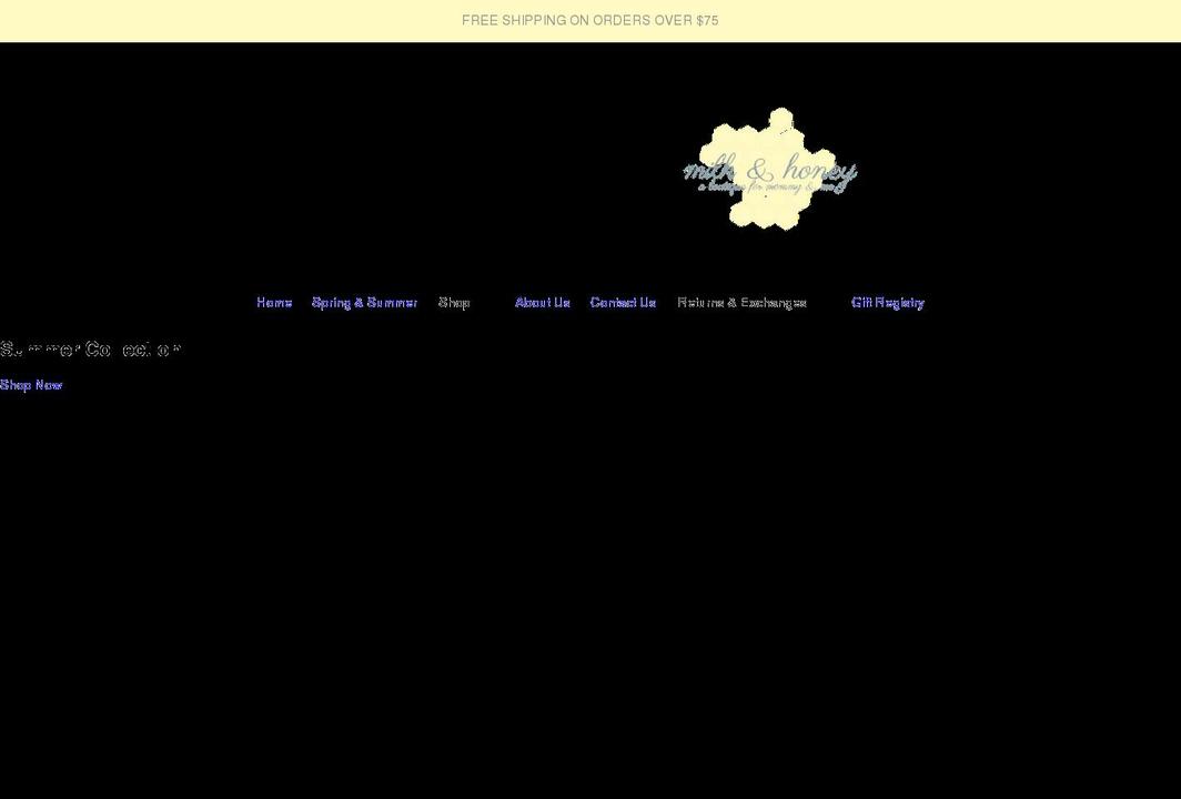 milkandhoneyboutiques.com shopify website screenshot