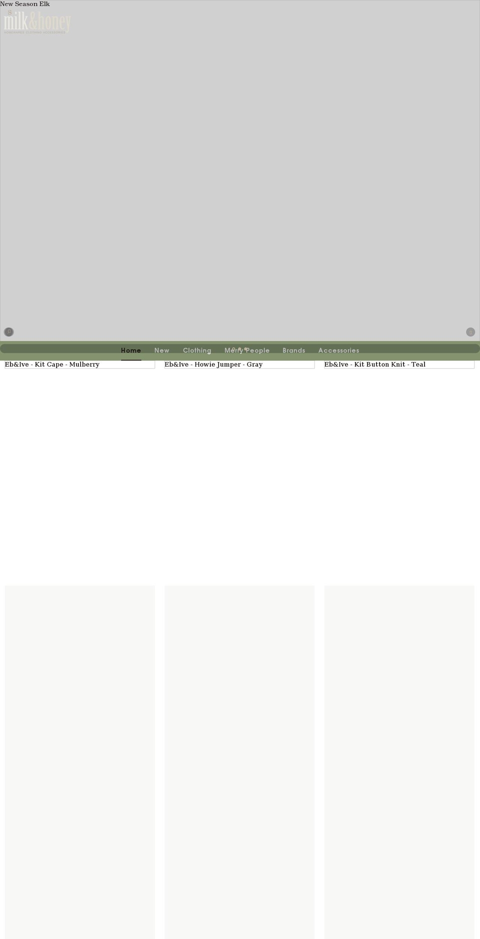 milkandhoneytimboon.com shopify website screenshot
