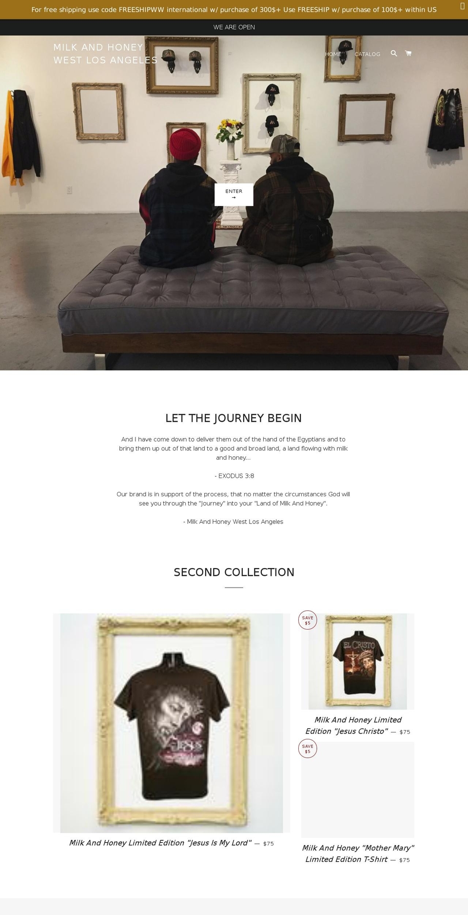 milkandhoneywla.com shopify website screenshot