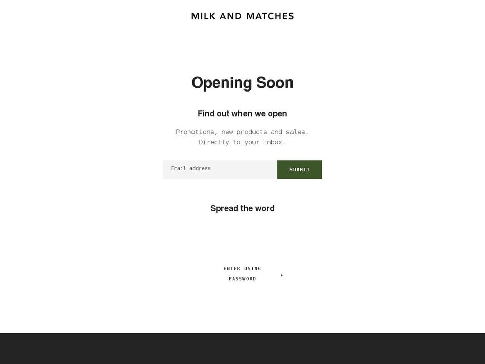 milkandmatches.com shopify website screenshot