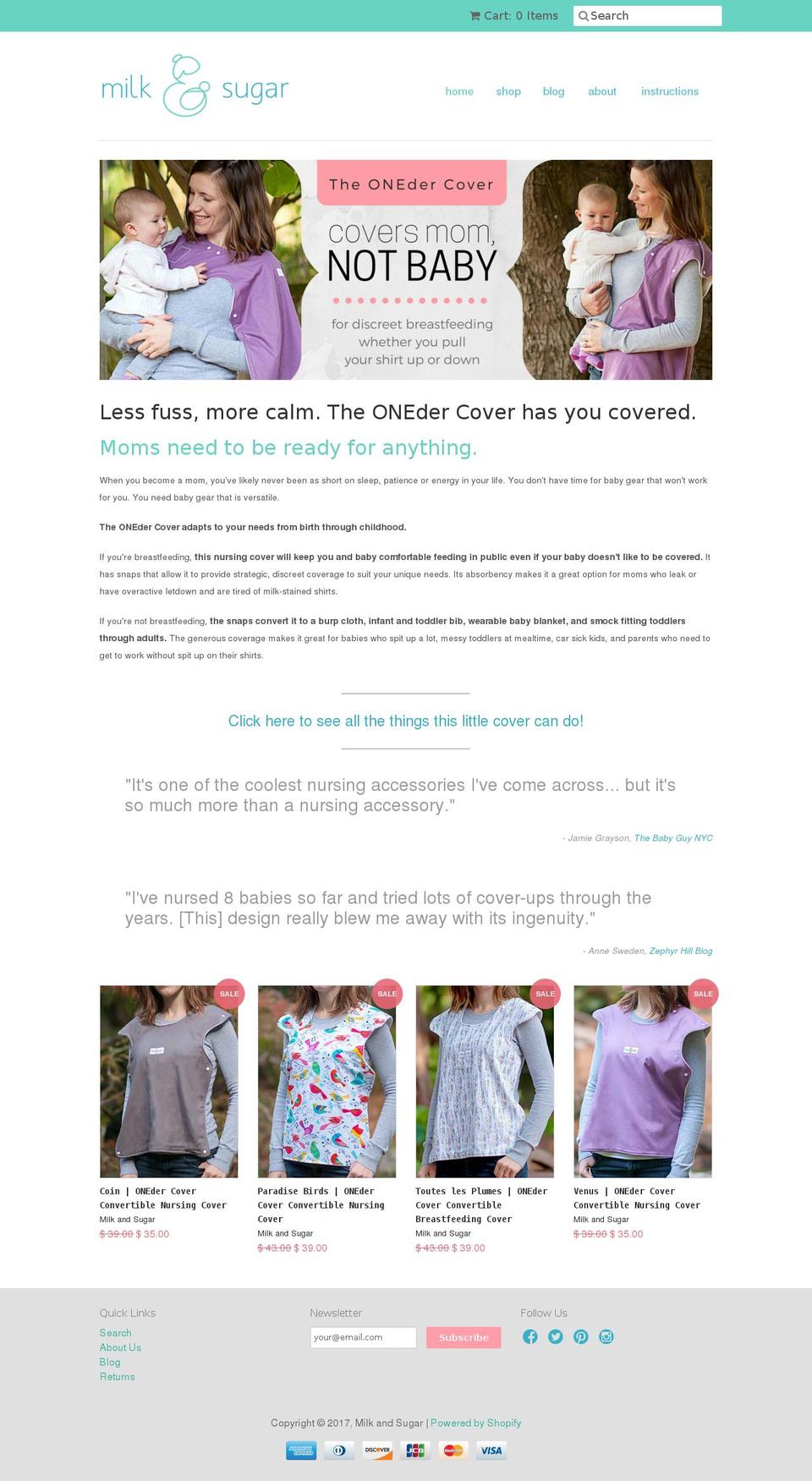 milkandsugarco.com shopify website screenshot