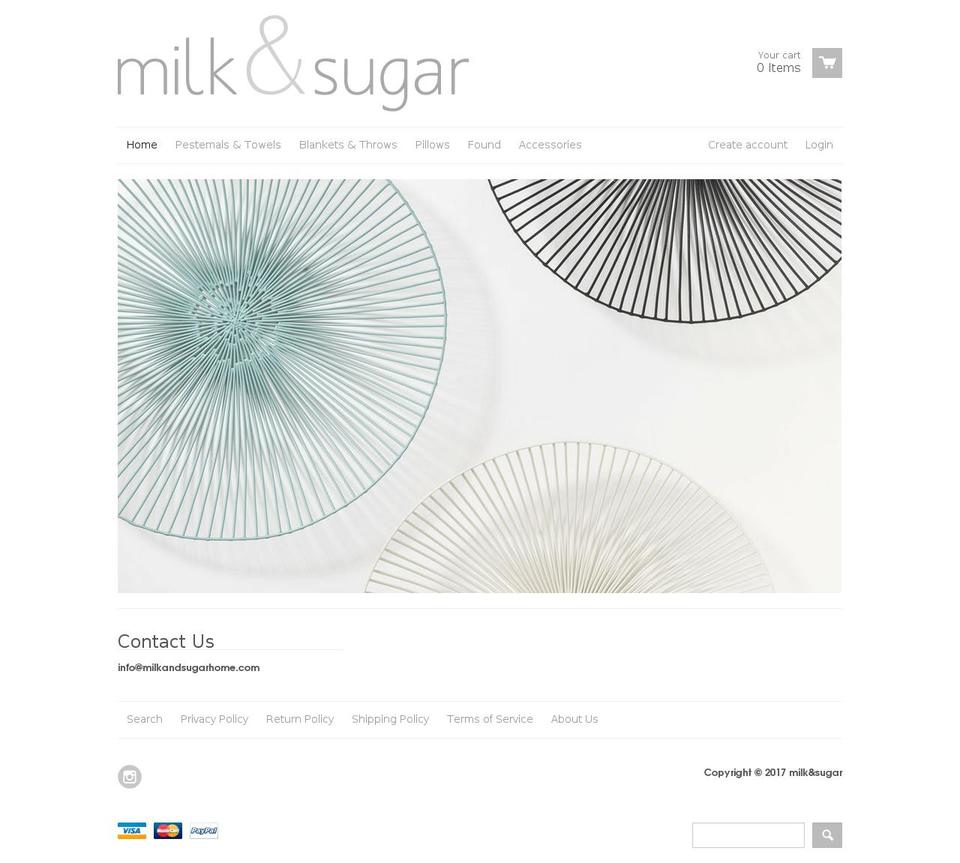 milkandsugarhome.com shopify website screenshot