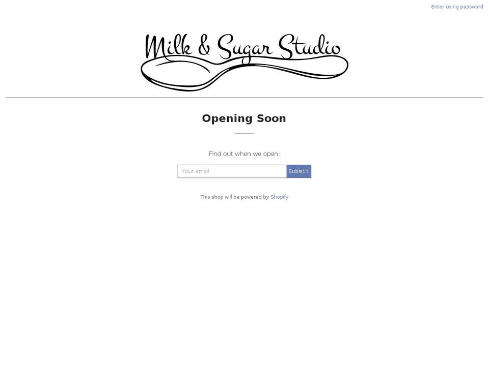 milkandsugarstudio.com — Shopify storefront screenshot