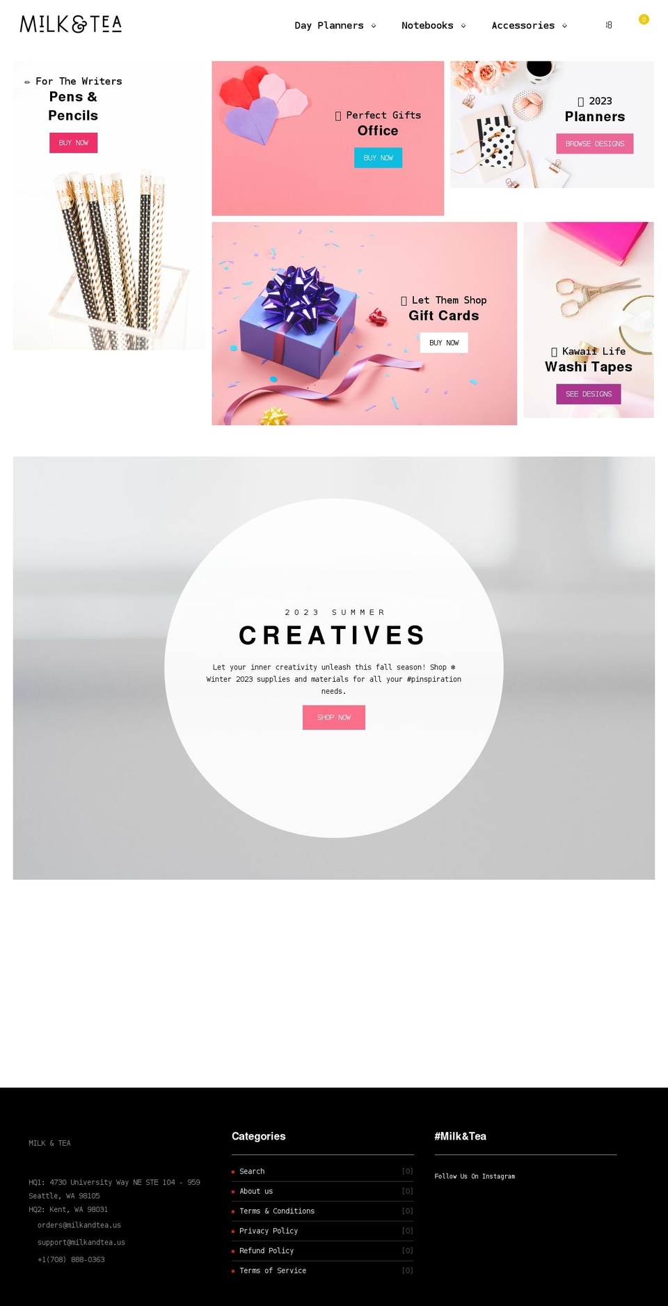 milkandtea.us shopify website screenshot