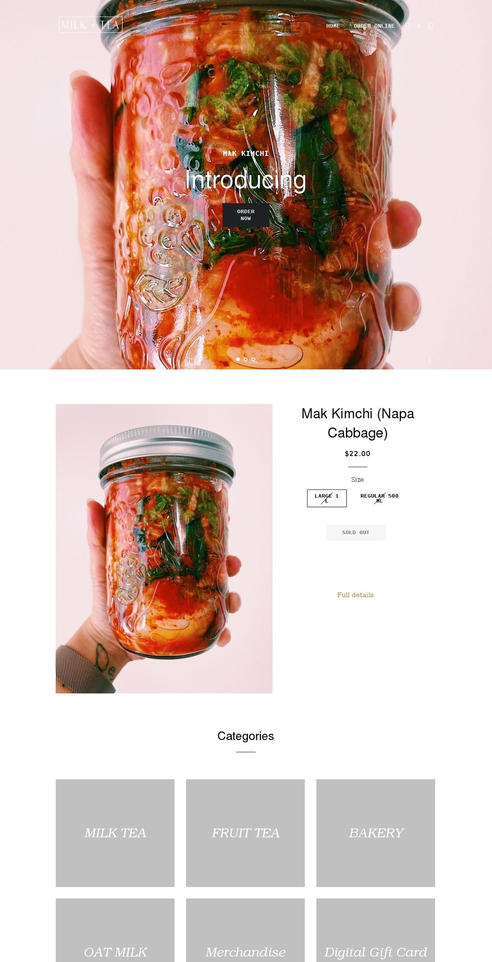 milkandteashop.com shopify website screenshot