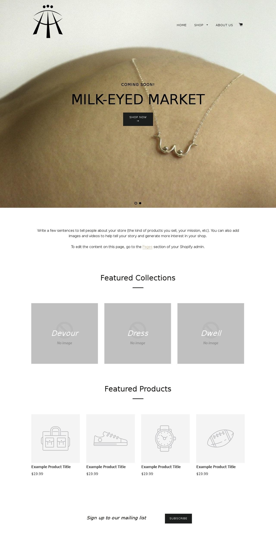 milkeyedmarket.com shopify website screenshot