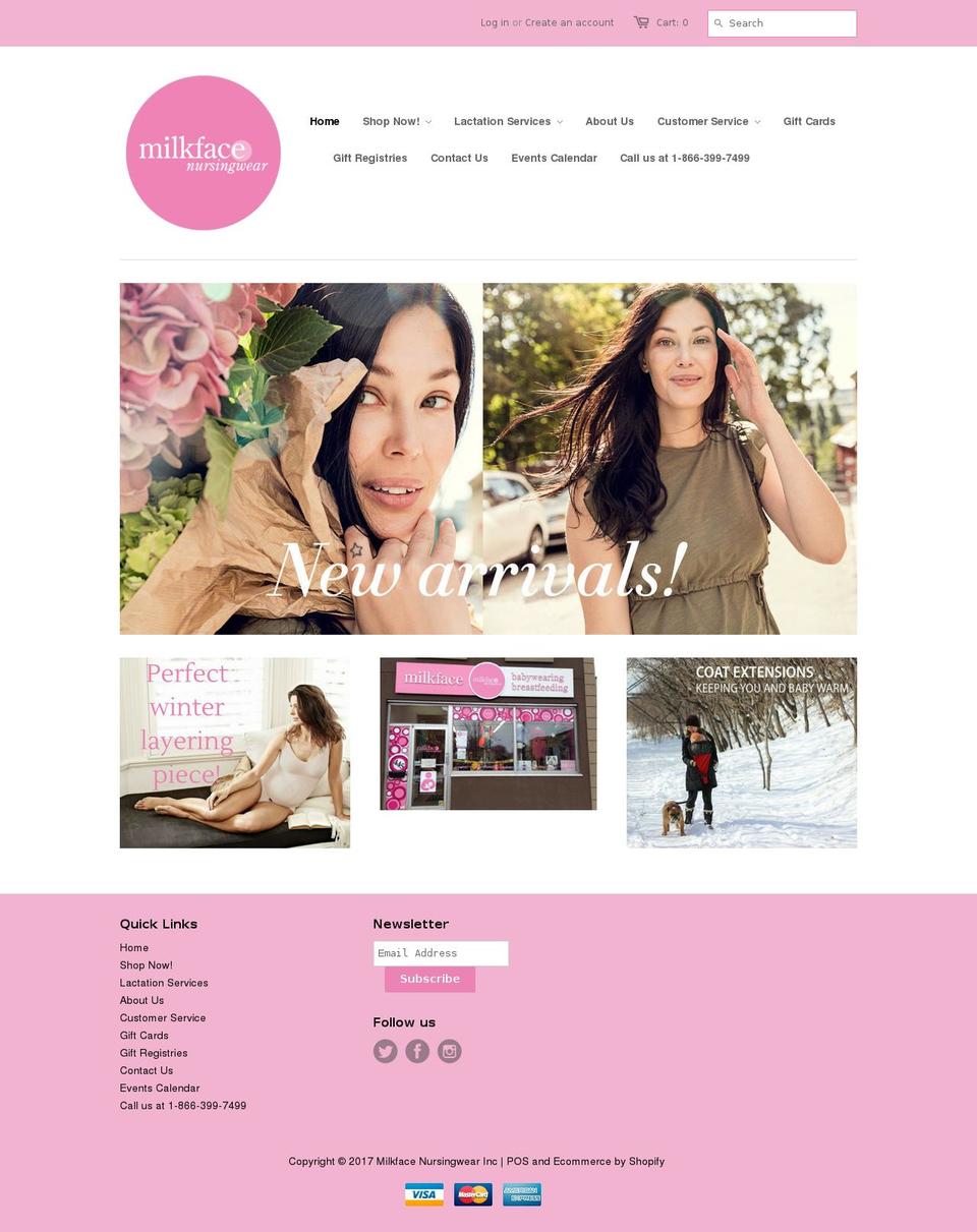 Editorial Shopify theme site example milkface.com