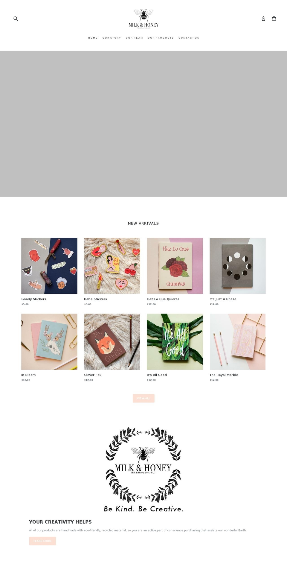 milkhoneybooks.com — Shopify storefront screenshot
