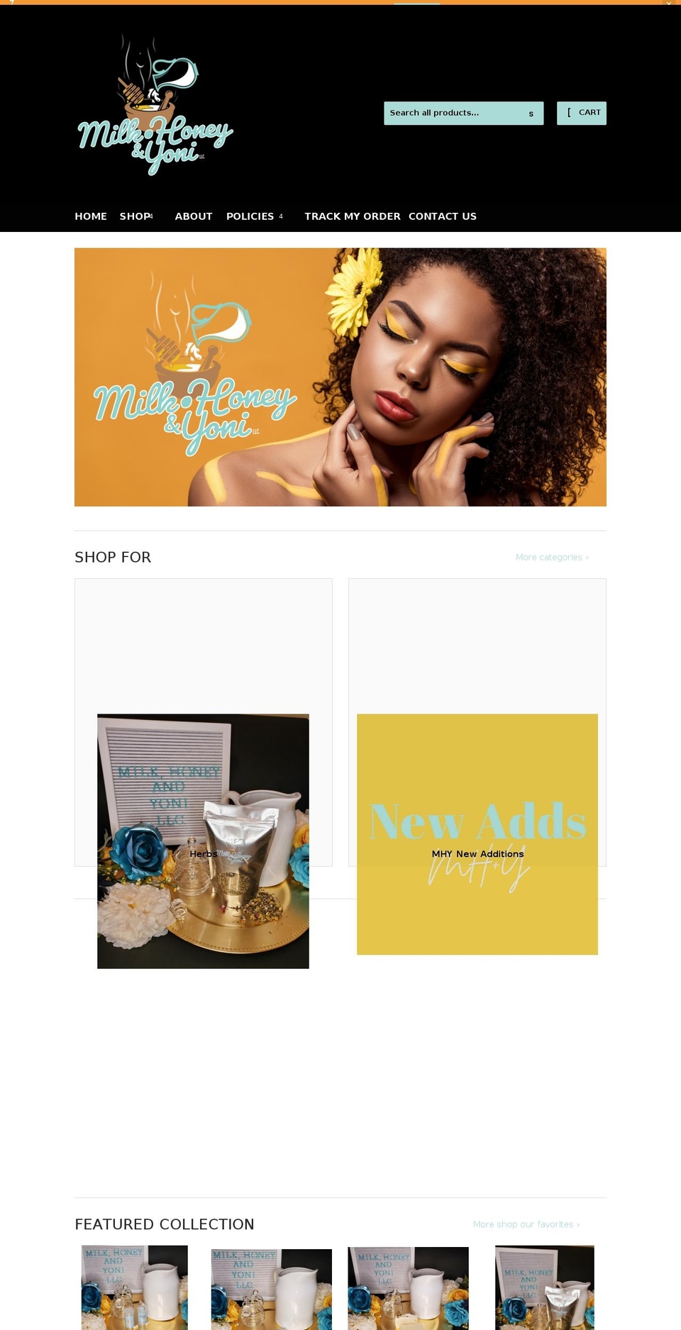 milkhoneyyoni.com shopify website screenshot