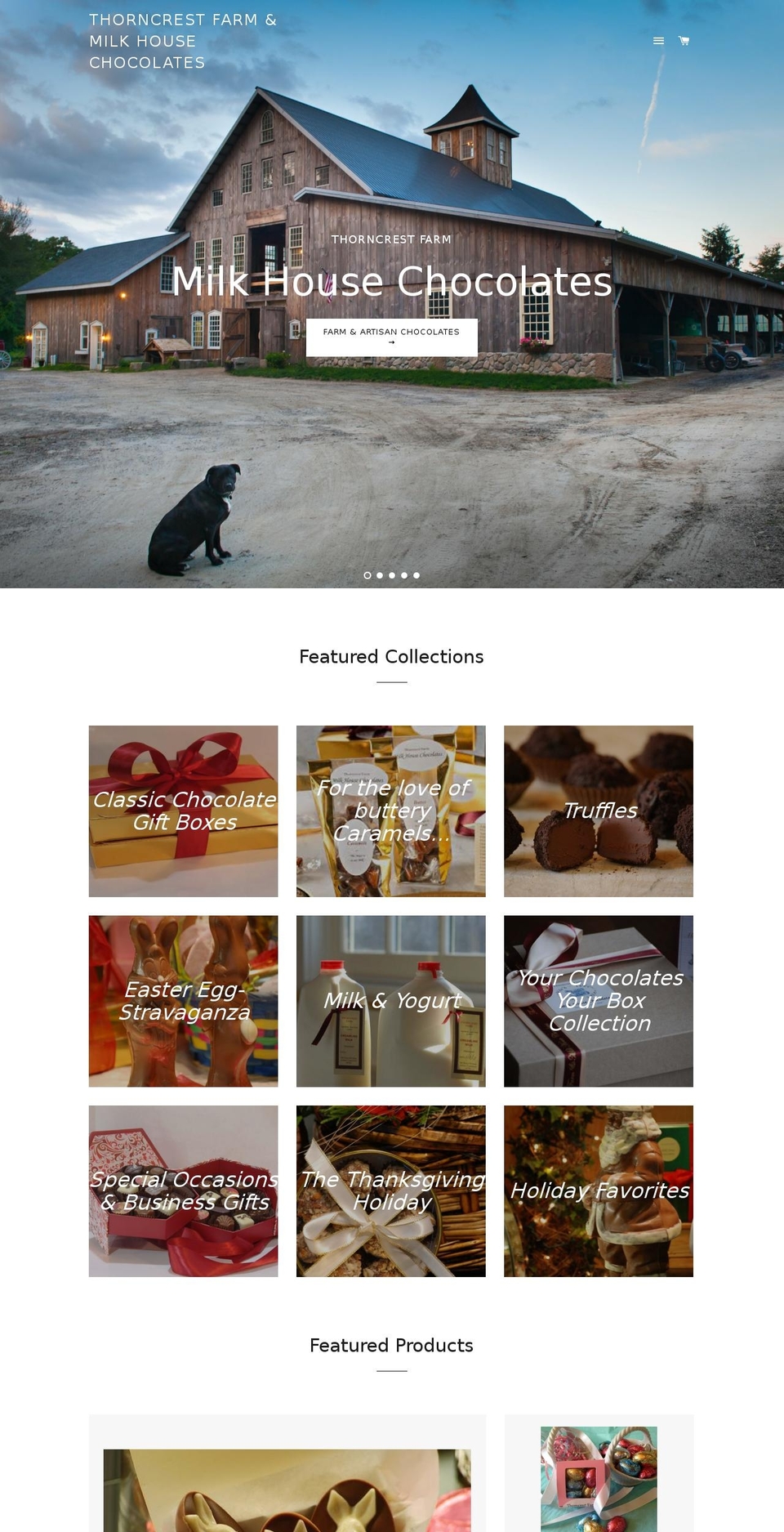 milkhousechocolates.net shopify website screenshot