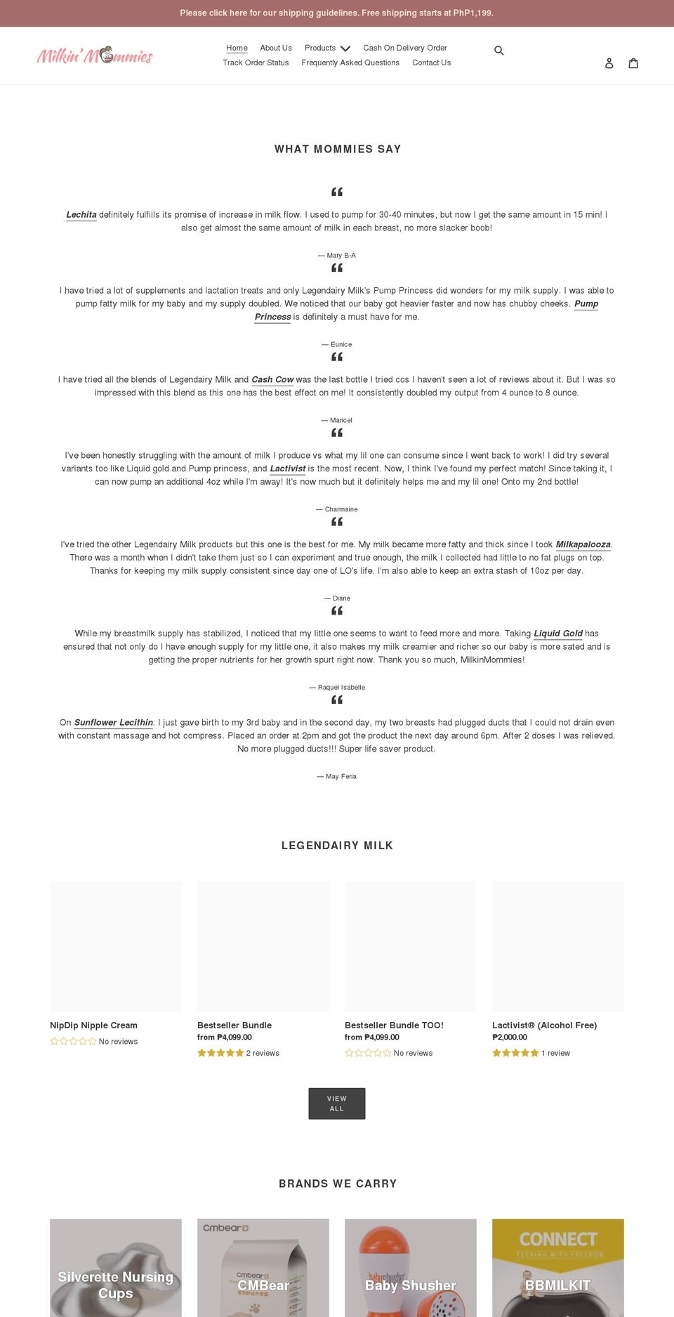 milkinmommies.com — Shopify storefront screenshot