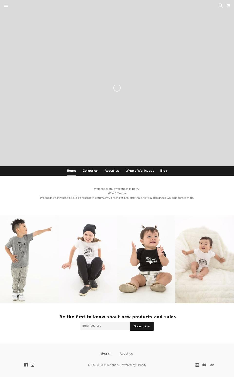 milkrebellion.com — Shopify storefront screenshot