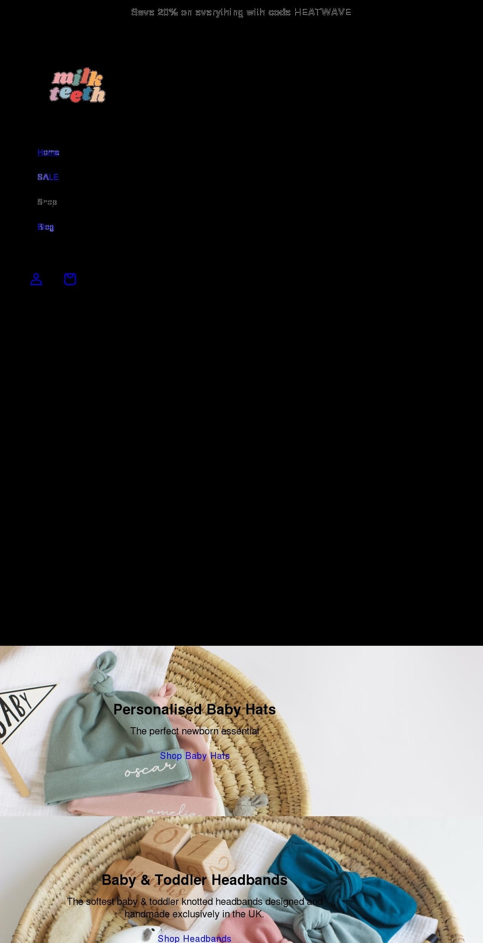 milkteethclothing.co.uk shopify website screenshot