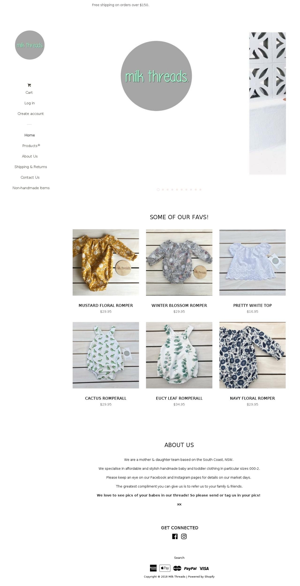 milkthreads.com shopify website screenshot