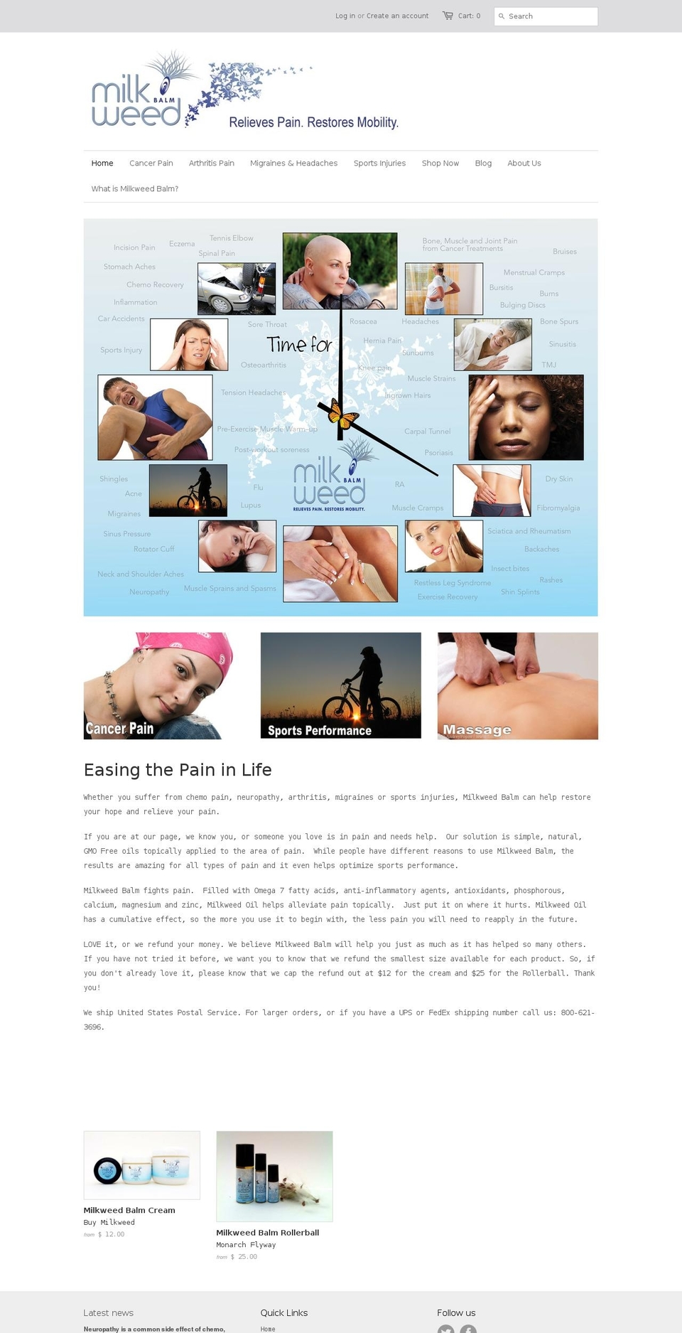 milkweedbalm.com shopify website screenshot