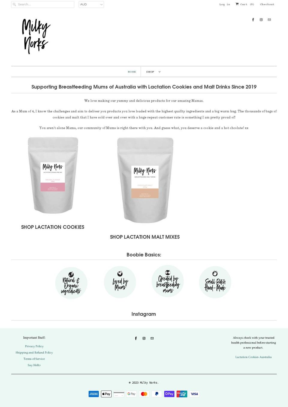 milkynorks.com.au shopify website screenshot