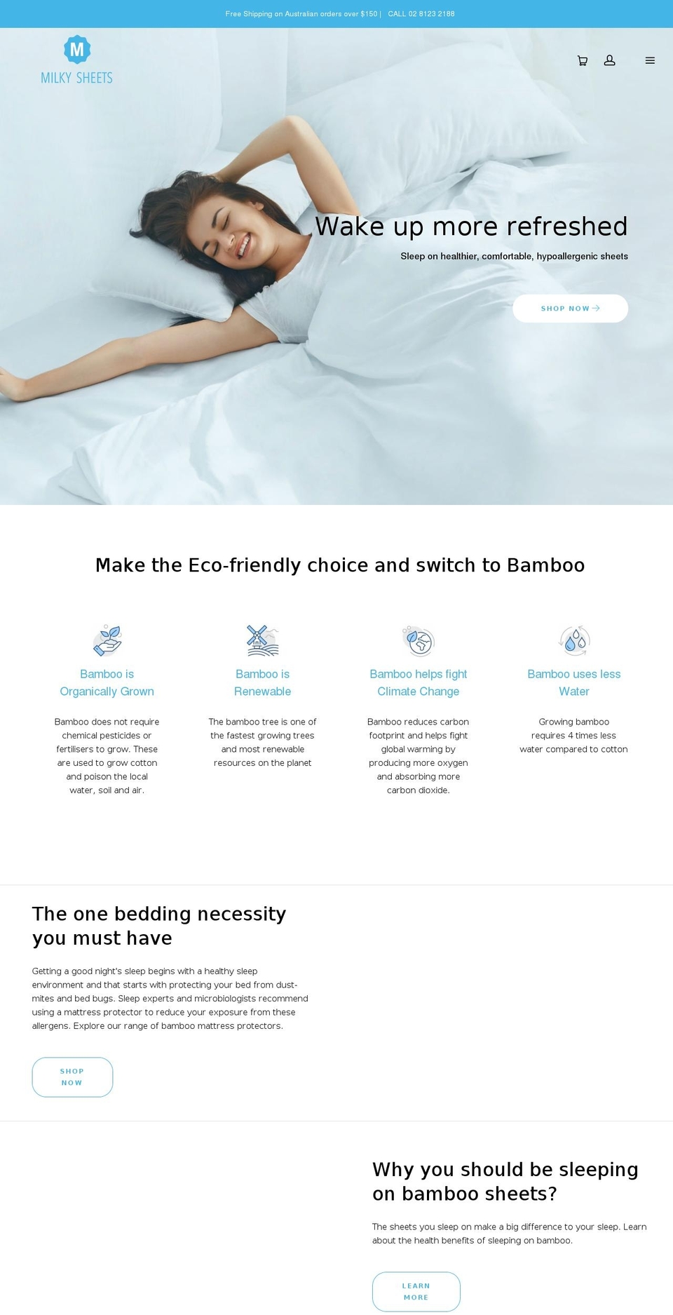 milkysheets.com shopify website screenshot