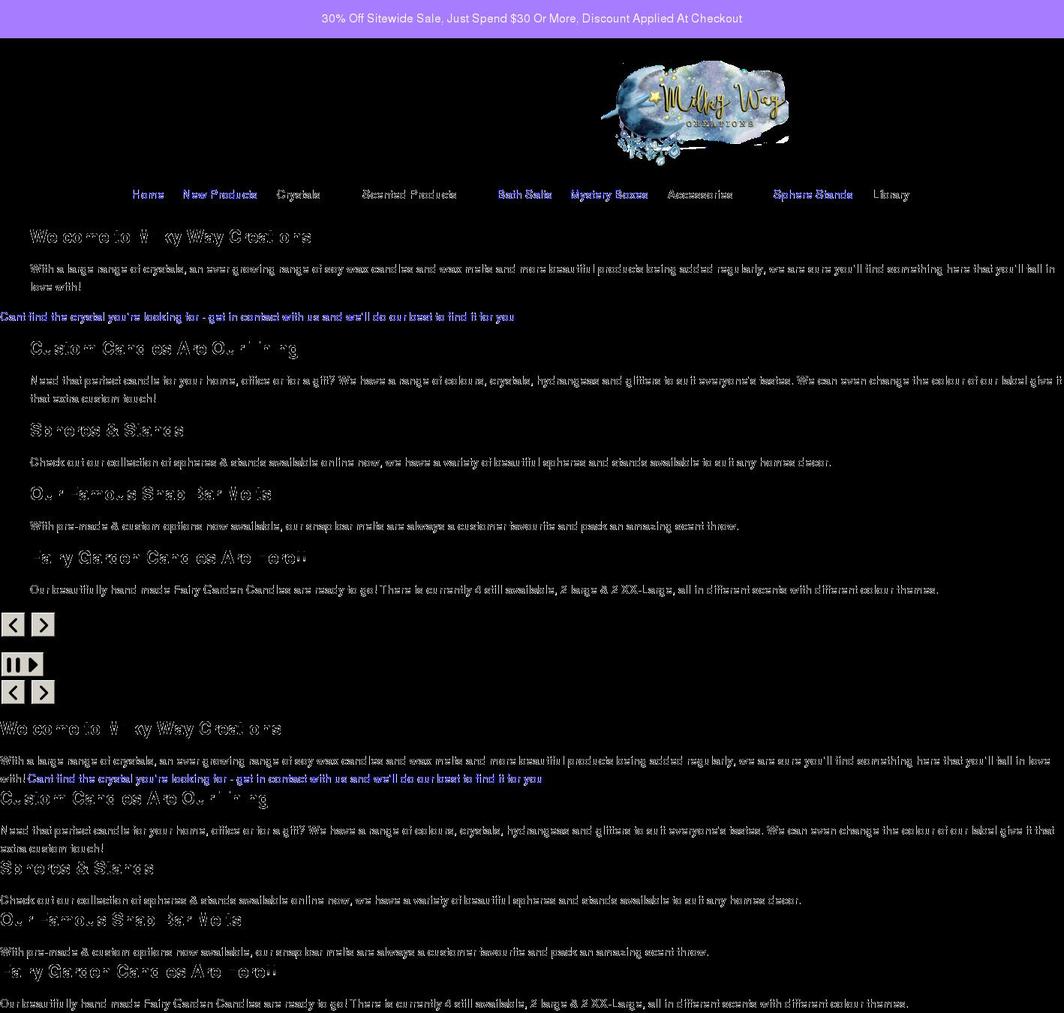 milkywaycreationsco.com shopify website screenshot
