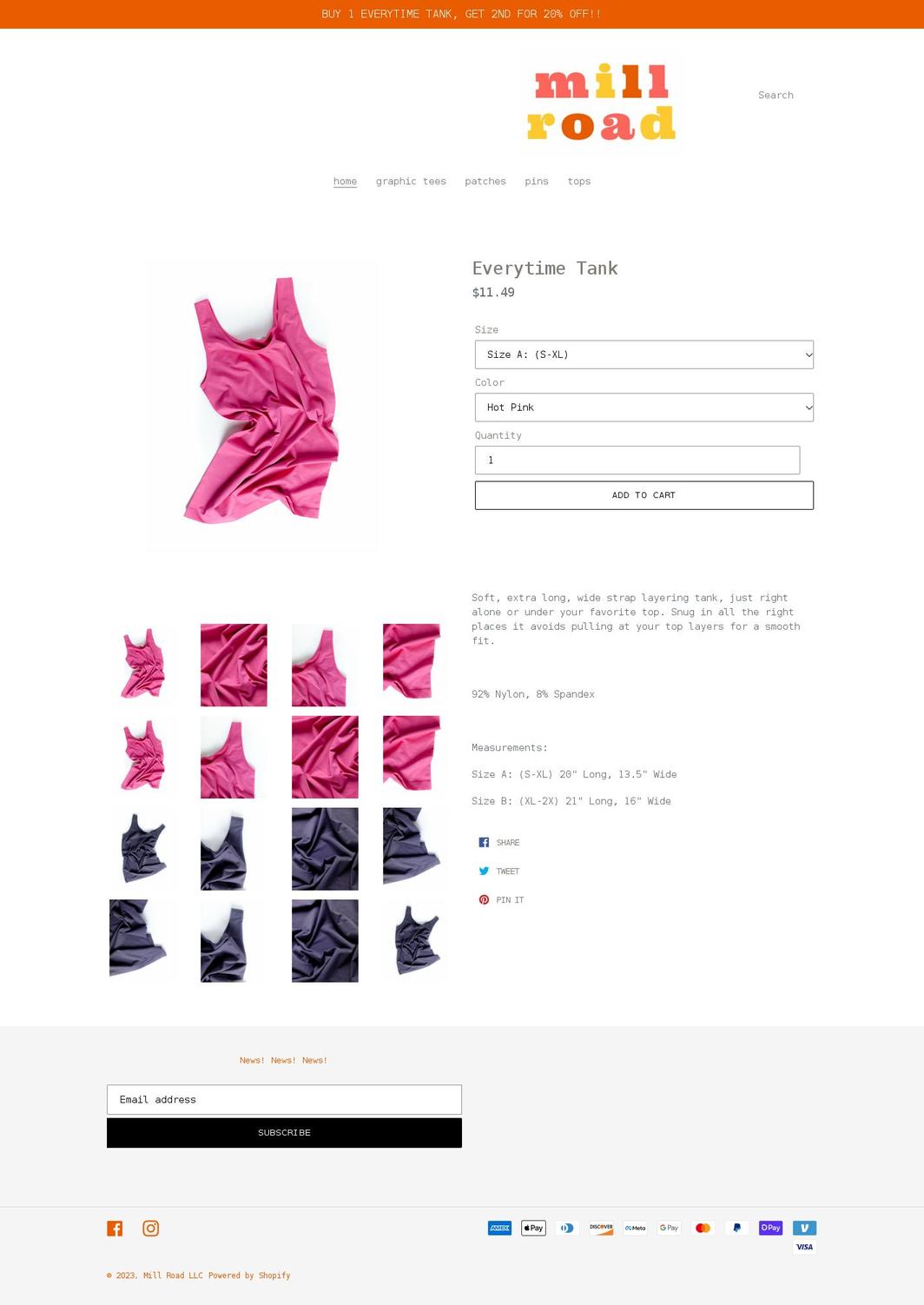 mill-rd.com shopify website screenshot