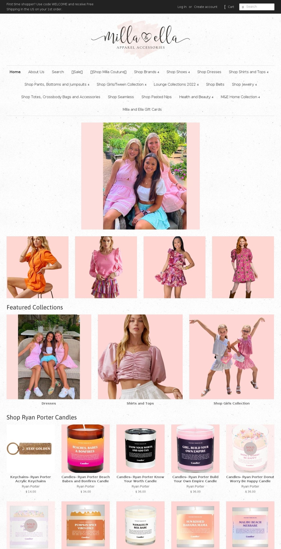 millaandella.com — Shopify storefront screenshot